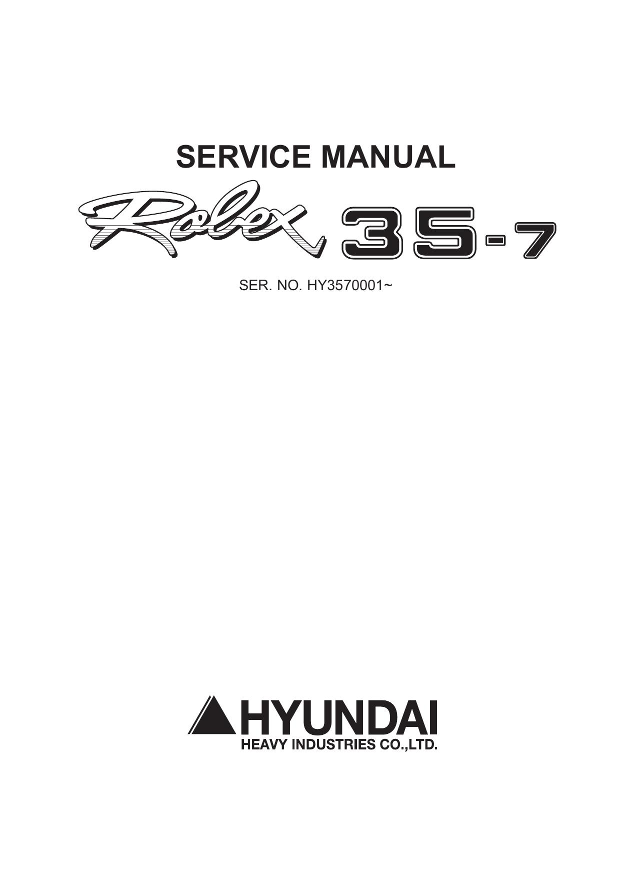 R35-7 HYUNDAI ROBEX R35-7, R35-7 MINI Excavator Service Repair Manual